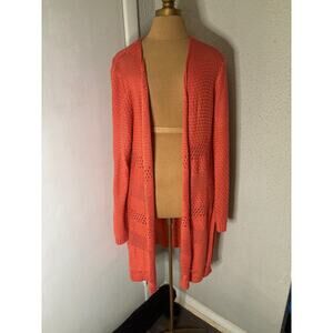 99 Jane Street Long Line Rust Open Front Cardigan XL Fall Winter Academia Boho